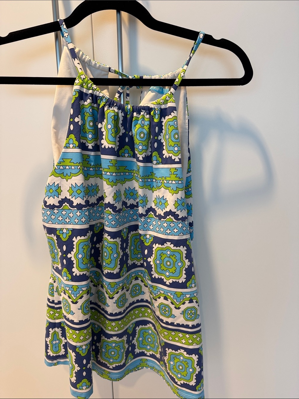Blue & Green Print One-Piece Halter Too